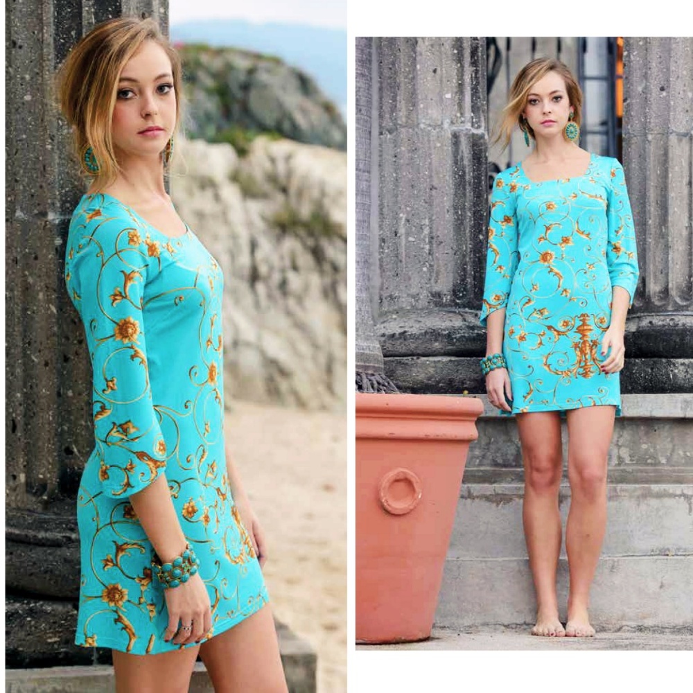 MINI TUNIC DRESS STRETCH 3/4 SLEEVE MADE IN EUROPE
